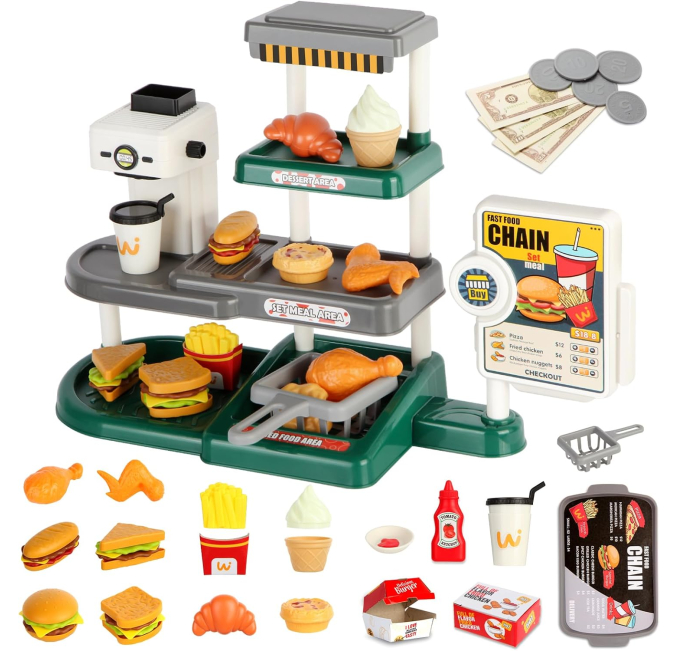 71pcs Pretend Play Fast Food Toy Set for Kids Kitchen Toys Circuit
