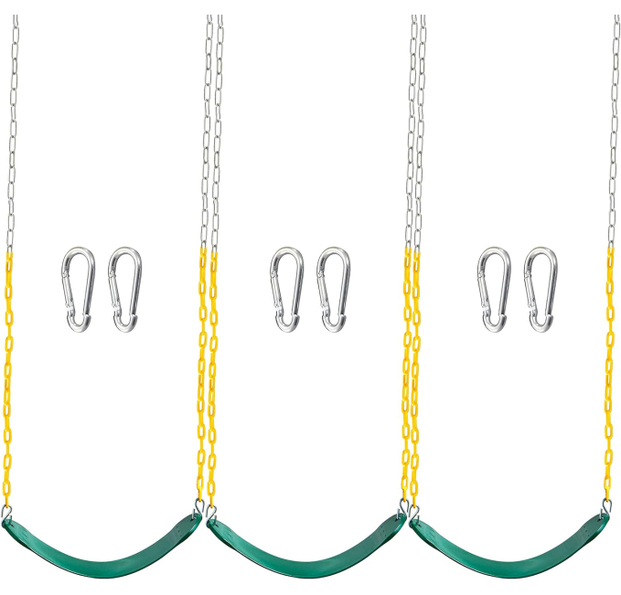 TURFEE Green Swing Seats 3 Pack with Heavy Duty Chain 66 Inch Toys Circuit