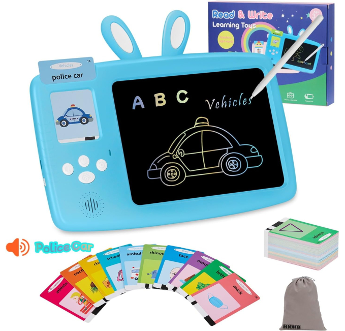 Talking Flash Cards LCD Writing Tablet Montessori Learning Toys Circuit