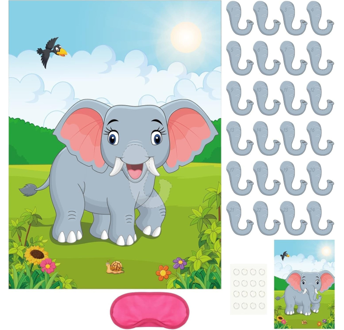 PLULON Pin The Nose on The Elephant Toys Circuit Party Game