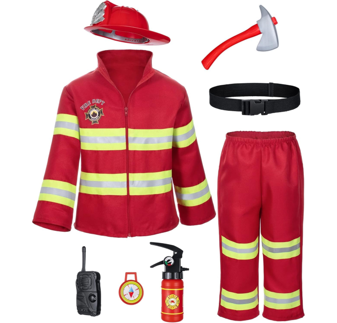 Lesheng Kid's Fireman Firefighter Costume Toys Circuit Accessories