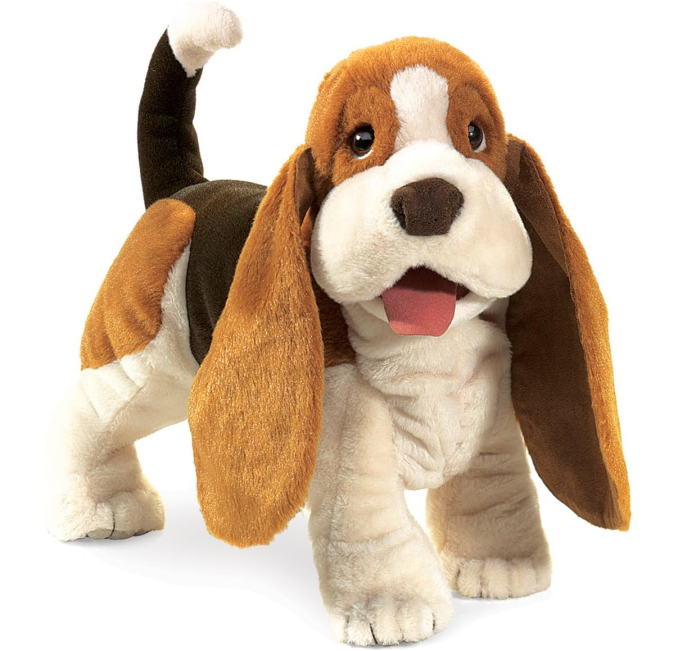 Folkmanis Basset Hound Hand Puppet Brown White Black Toys Circuit