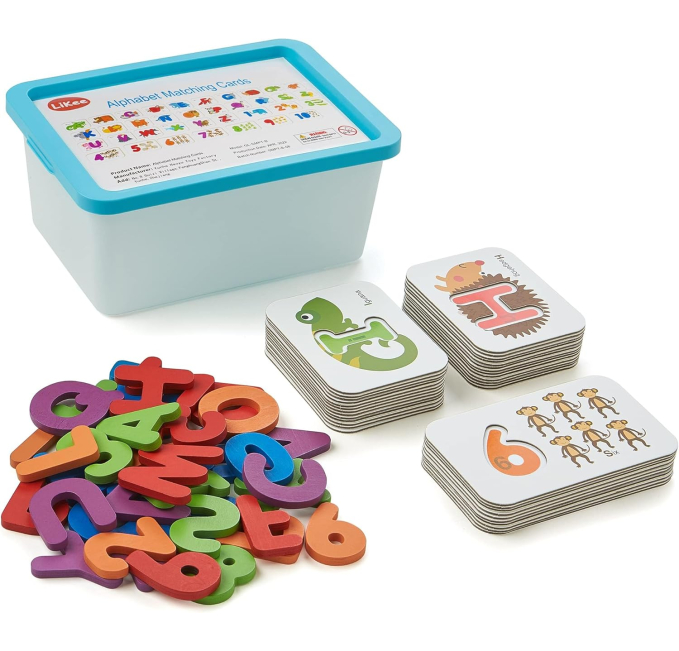 LiKee Alphabet Matching Flash Cards Montessori Toys Circuit