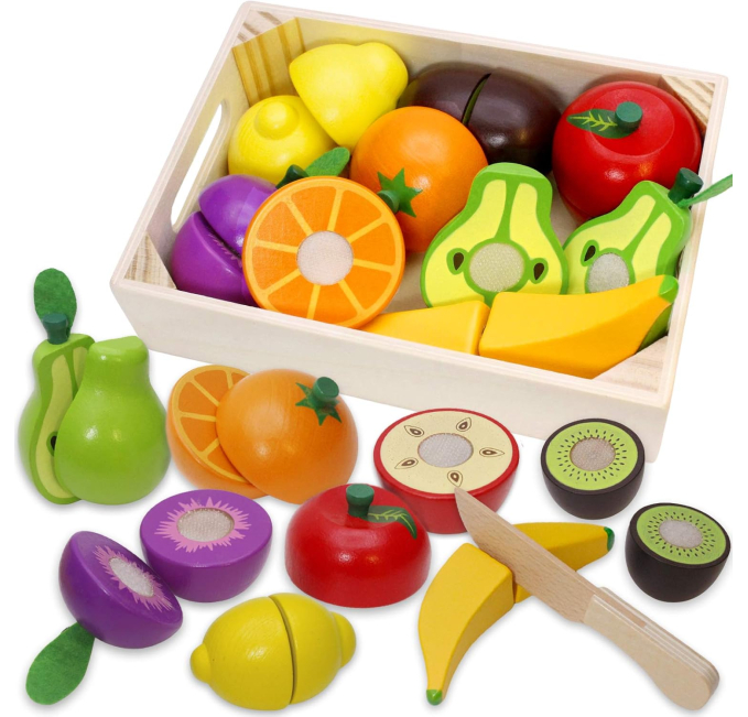 Wooden Play Food Toys Circuit Cutting Fruits and Vegetables Set