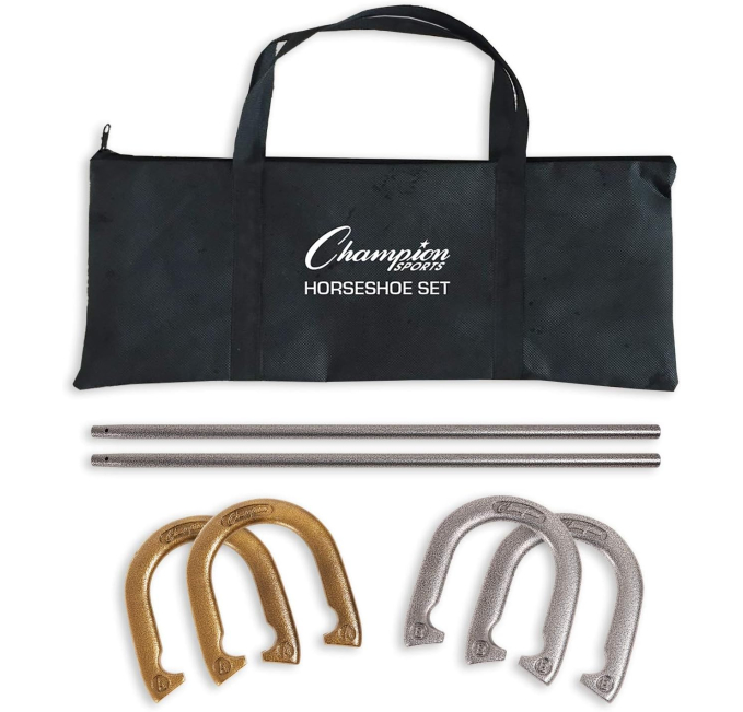 Rufus AI Horseshoe Set Toys Circuit Outdoor Lawn Game Steel Stakes