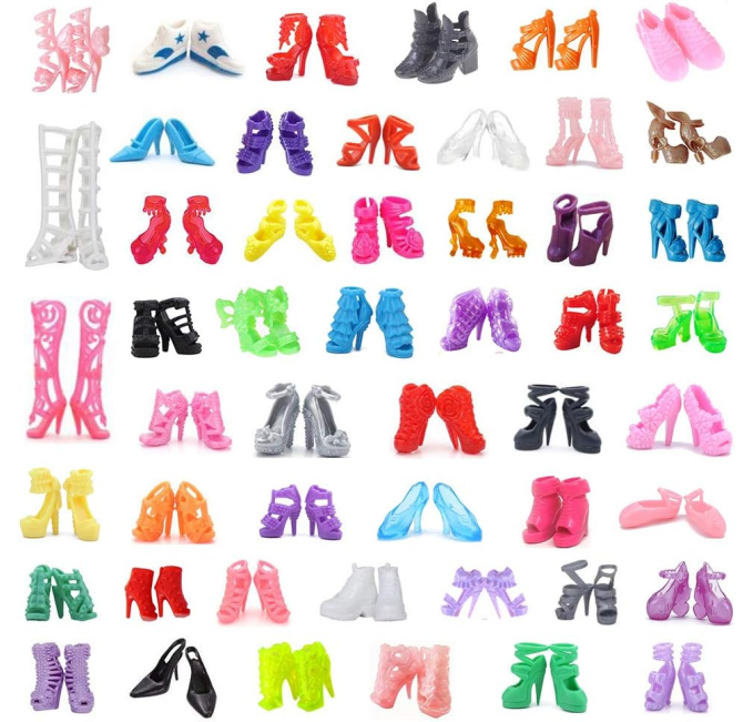 50 Pairs Assorted Doll Shoes Flats Heels Boots for 11.5 Inch Dolls Toys Circuit