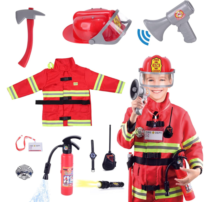 Lesheng Firefighter Costume for Kids with Megaphone Toys Circuit