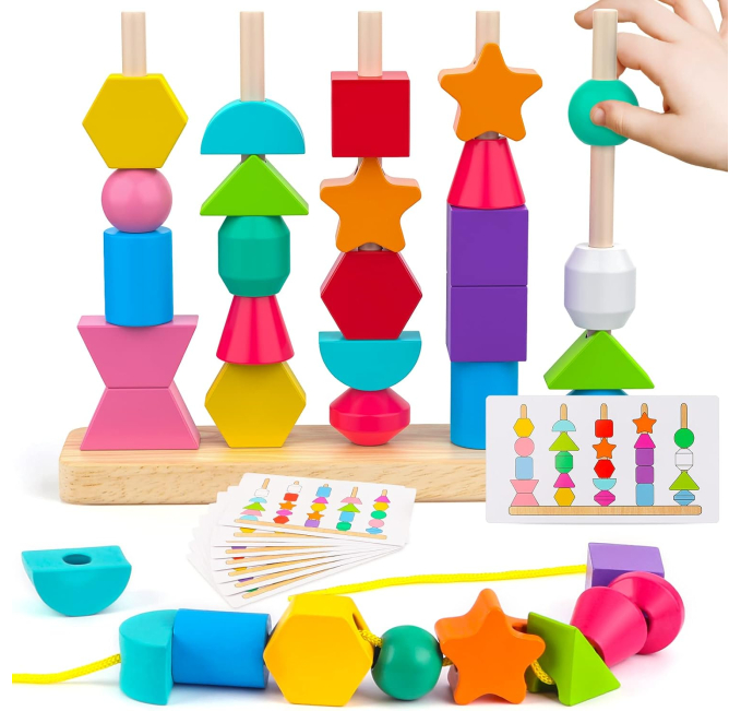 Montessori Wooden Beads Sequencing Toy Set for Kids Toys Circuit
