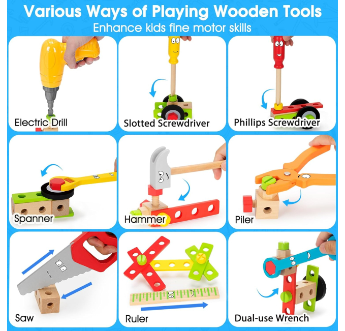 HYRENEE Kids Tool Set with Toy Drill and Tool Box for Boys Toys Circuit ...