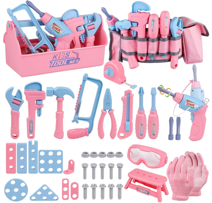 Kids Tool Set 48PCS with Toy Drill Tape Measure Toys Circuit