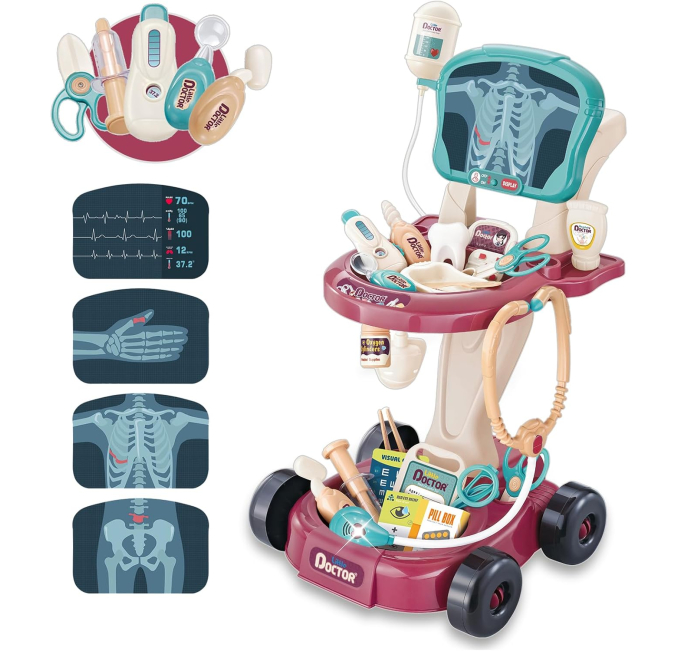29 Pcs Toddler Doctor Kit with Sound Light Mobile Cart Toys Circuit