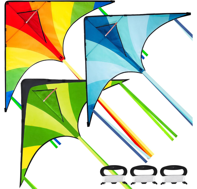 JOYIN 3 Pack Large Delta Kite Easy to Fly for Kids Toys Circuit