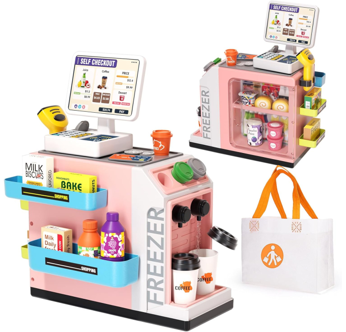 Jovow 48-Piece Pretend Play Cash Register Toy Set for Kids Toys Circuit