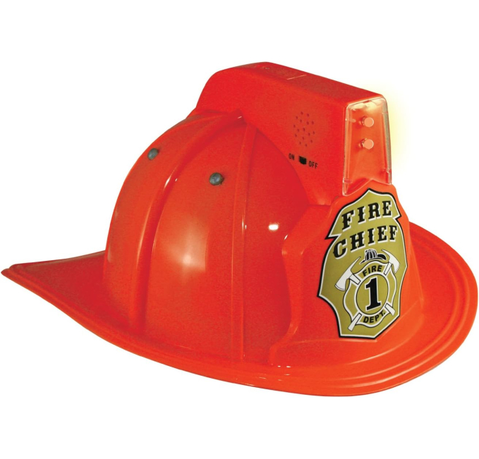 Jr Fire Fighter Red Helmet with Lights and Siren for Kids Toys Circuit