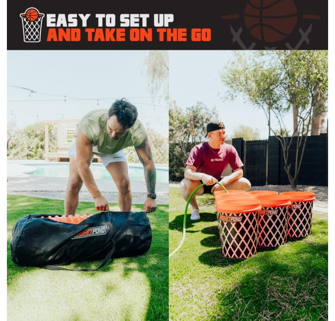 Giant Yard Pong Game Toys Circuit Outdoor Fun with Basketball
