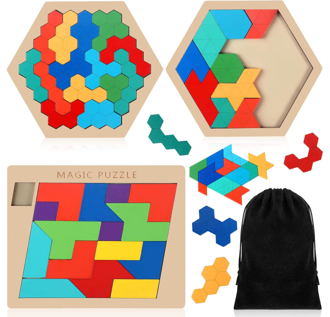 Yunsailing Wooden Tangram Puzzle Toys Circuit Brain Teaser Game