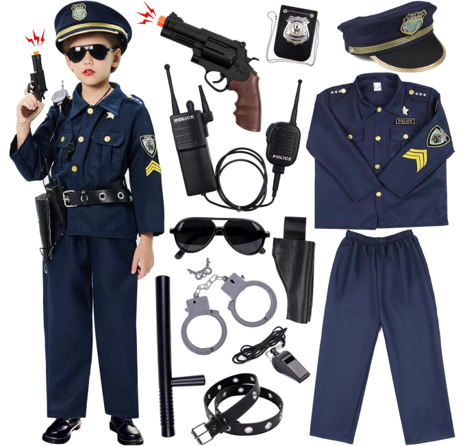Golray Police Officer Costume for Kids Dress Up Set Toys Circuit