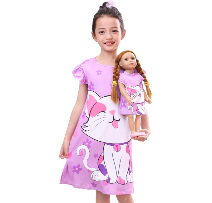 MHJY Girl Doll Matching Nightgowns Princess Pajamas Toys Circuit