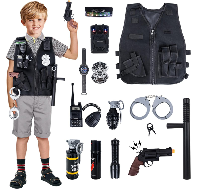 14Pcs Police Officer Costume Set for Kids Toys Circuit