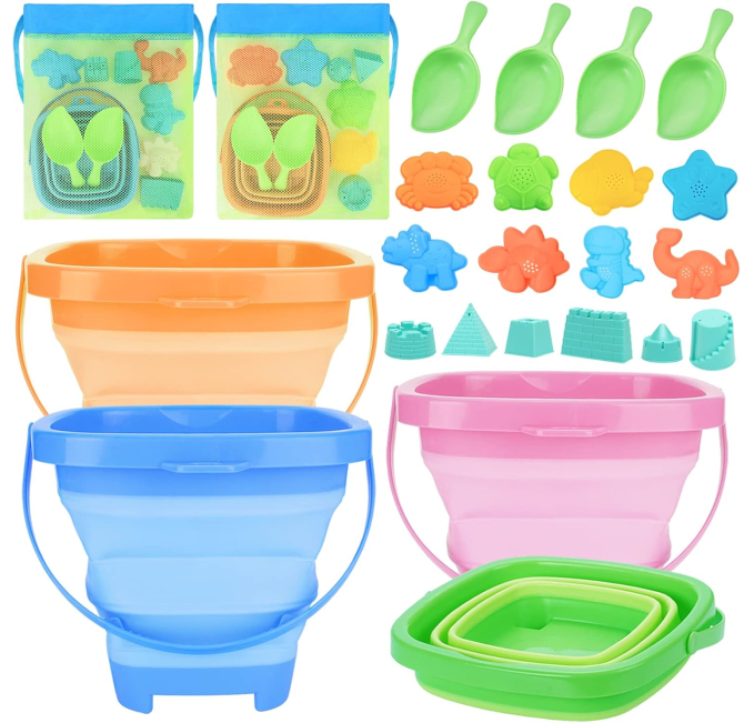 Rufus AI Foldable Beach Buckets Set Toys Circuit Kids Travel Fun
