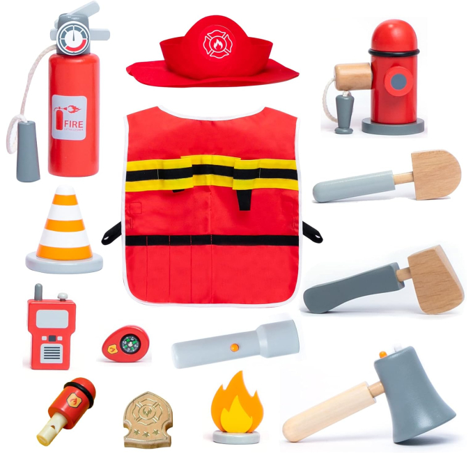 UMU Firefighter Costume for Kids 14 PCS Pretend Play Set Toys Circuit