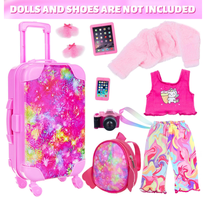 Ecore Fun 10 Pcs American 18 Inch Doll Clothes Accessories Travel Set ...