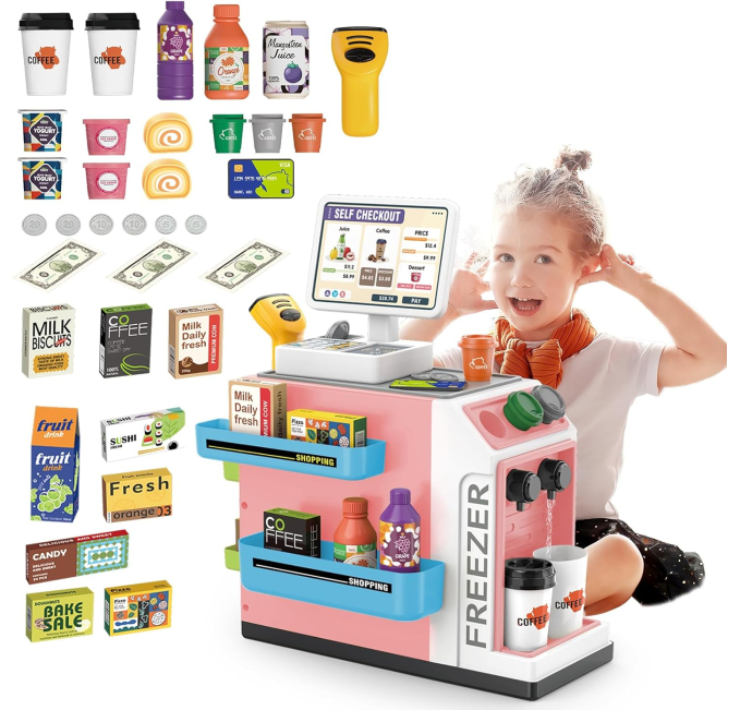 deAO Toy Cash Register Set for Kids Learning Toys Toys Circuit