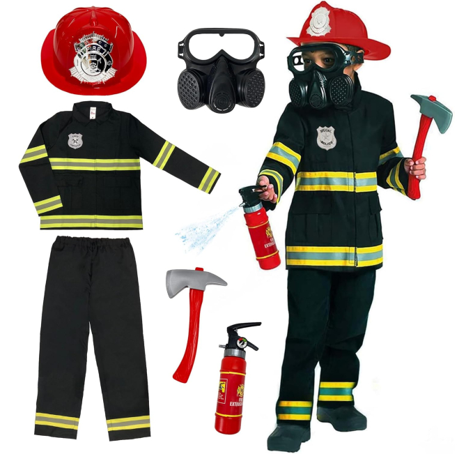 Morph Black Firefighter Costume Kids Outfit Toys Circuit