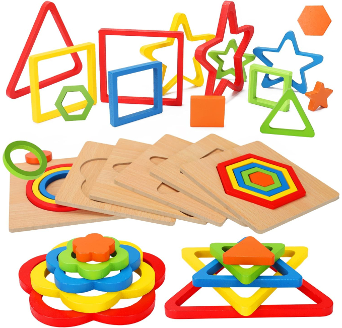 Toys Circuit Montessori Wooden Shape Sorting Puzzle for 1-3 Year Olds