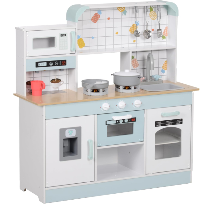 Qaba Kids Play Kitchen Set Toys Circuit Realistic Cooking Fun