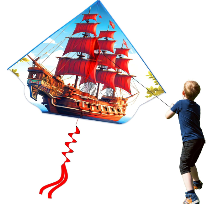 Rufus AI Sailboat Kite Easy to Fly Red Kite for Kids Toys Circuit