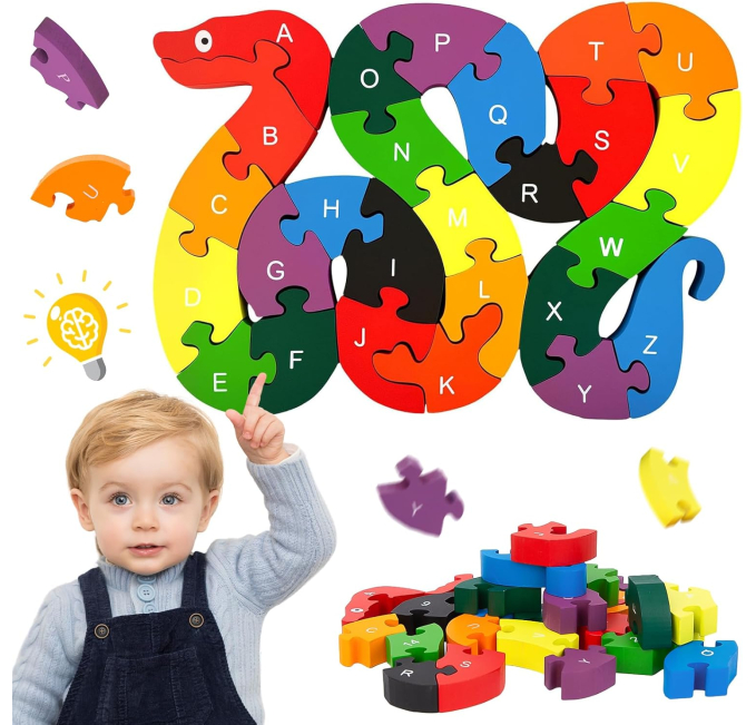 LovesTown Wooden Alphabet Puzzle Learning Toys for Toddlers Toys Circuit