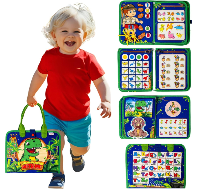 Kiddies Spot Blue Dinosaur Busy Board Toys Circuit Travel Toy