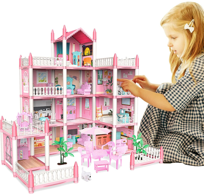 Dream Doll House Toys Circuit 4 Story Dollhouse for Girls with Lights
