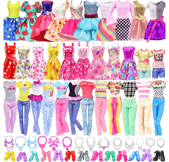 Ecore Fun 39 Piece Doll Clothes Set with Dresses and Shoes Toys Circuit