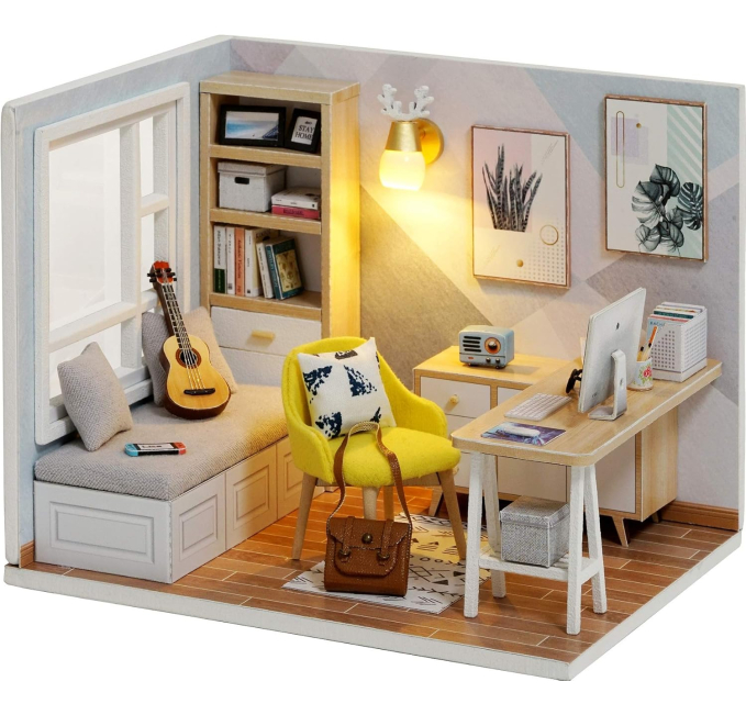 CUTEROOM DIY Miniature Dollhouse Kit Toys Circuit Gift Set