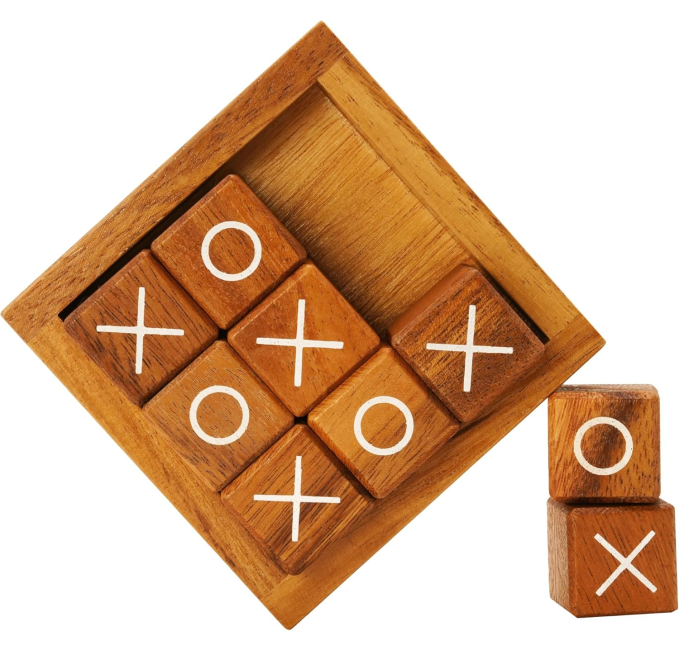 BSIRI Tic Tac Toe Classic Family Board Game Rustic Decor Toys Circuit