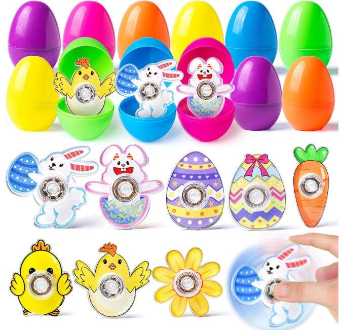 AyiOwmpa 24 Pack Easter Eggs with Fidget Spinners Toys Circuit