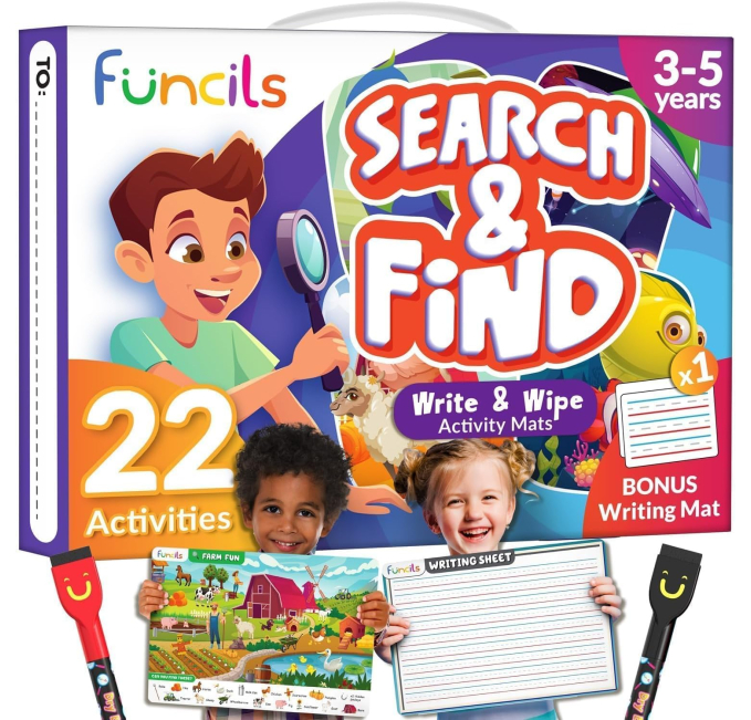 Funcils Preschool Search and Find Activity Book for Kids 3-6 Toys Circuit
