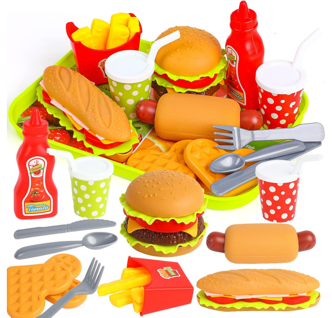 FINGOOO Pretend Food Toy Set Toys Circuit Burger Pizza Fun