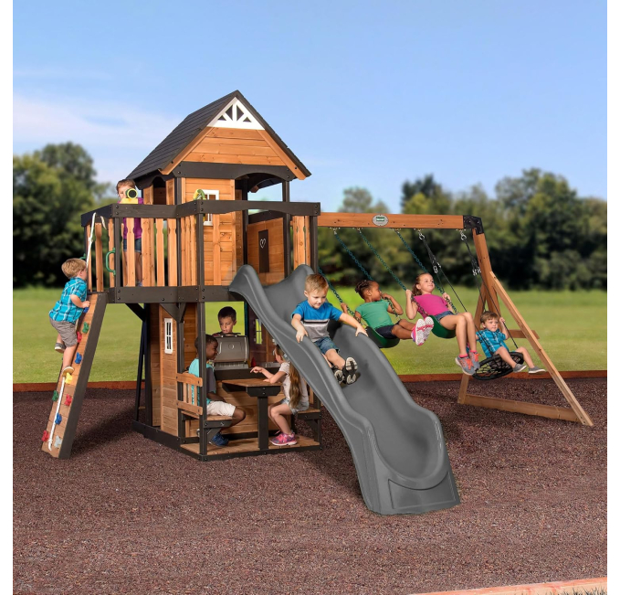 Backyard Discovery Canyon Creek Cedar Swing Set with Slide Toys Circuit