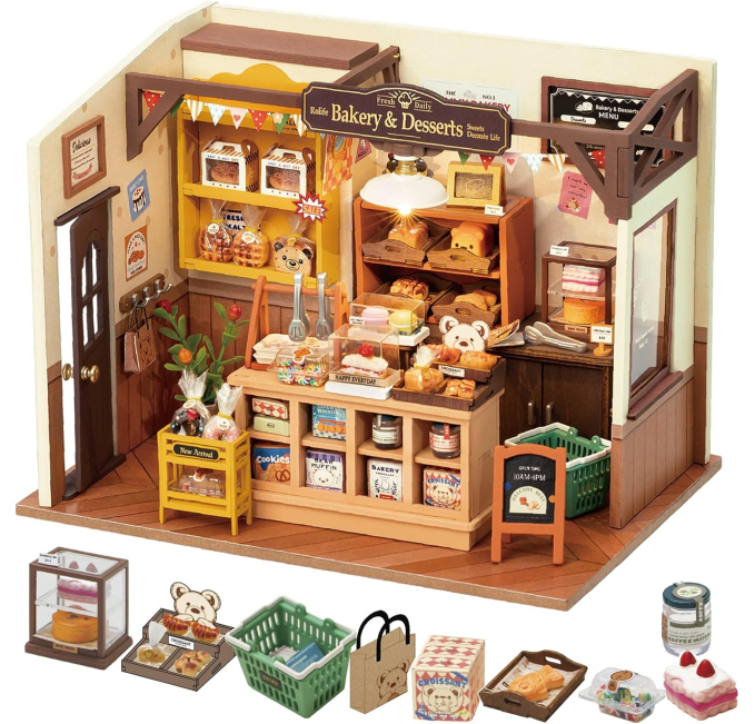 Rolife DIY Miniature Doll House Beckas Bakery Toys Circuit Craft Set