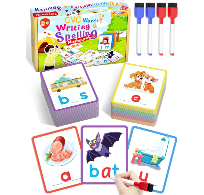 Gojmzo CVC Word Writing Spelling Flash Cards Toys Circuit Fun