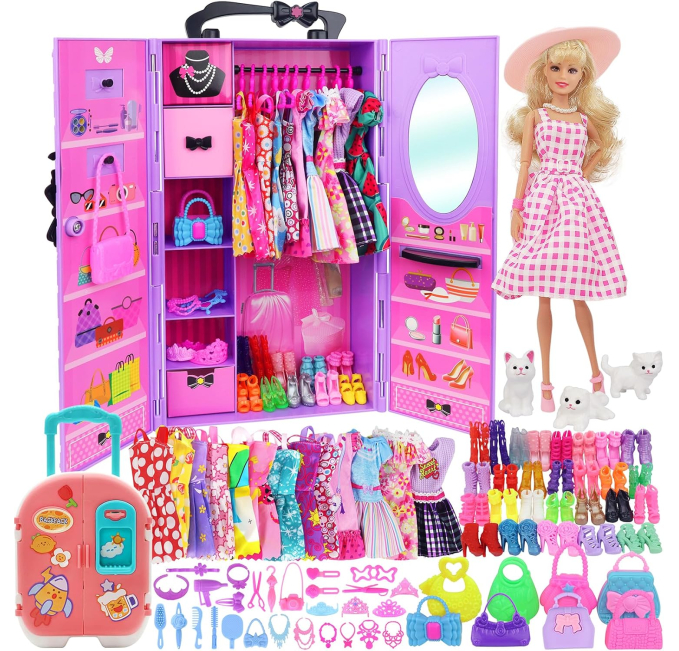 K.T. Fancy Doll Closet Dress Up Set with Accessories Toys Circuit
