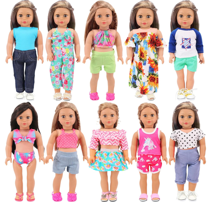 Ecore Fun 10 Sets 18 Inch Doll Clothes Dresses Outfits Toys Circuit