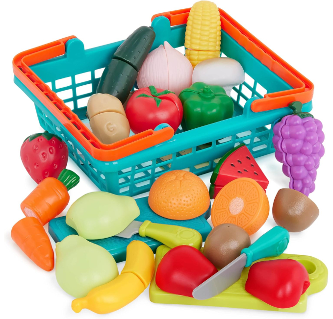 Battat Play Food Set for Toddlers with Basket and Chopping Board Toys Circuit
