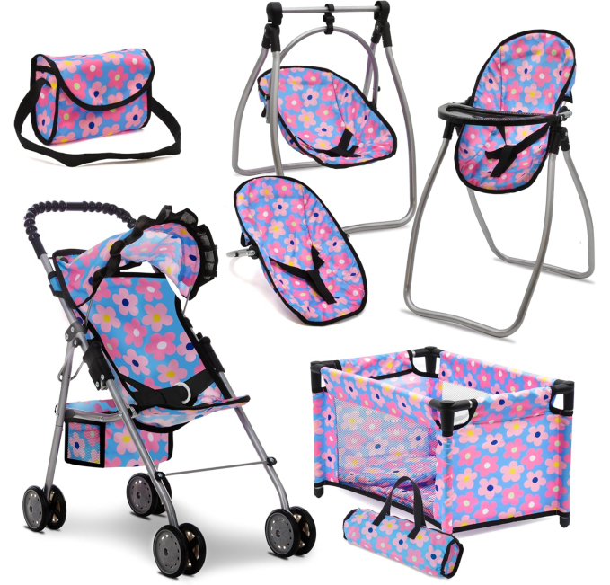 Baby Doll Stroller Bed Set Toys Circuit Nursery Play Furniture
