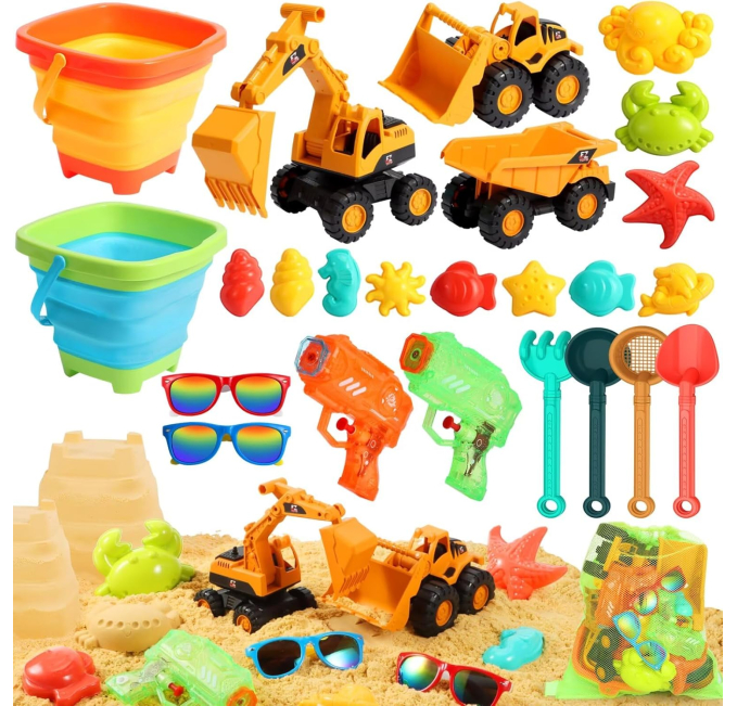 Beach Toys for Kids with Sand Buckets and Trucks Toys Circuit