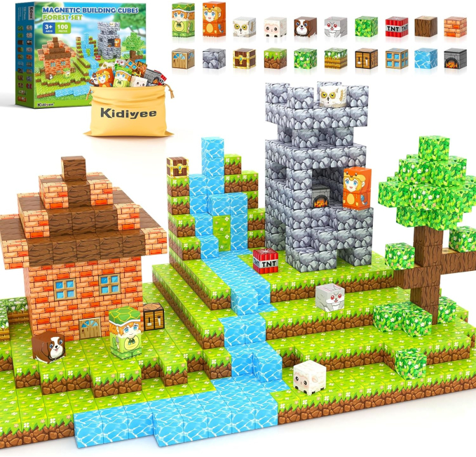 Build Mine 100PCS Magnetic Blocks Forest Set Toys Circuit STEM for Kids 4-8 Years Old