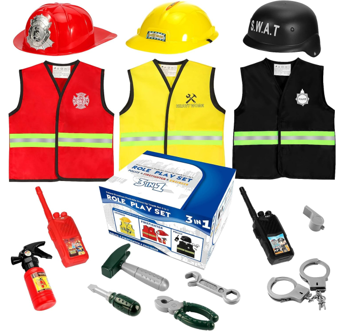 Cocojeci Boys Dress Up Costumes Set 15pcs Pretend Play Toys Circuit